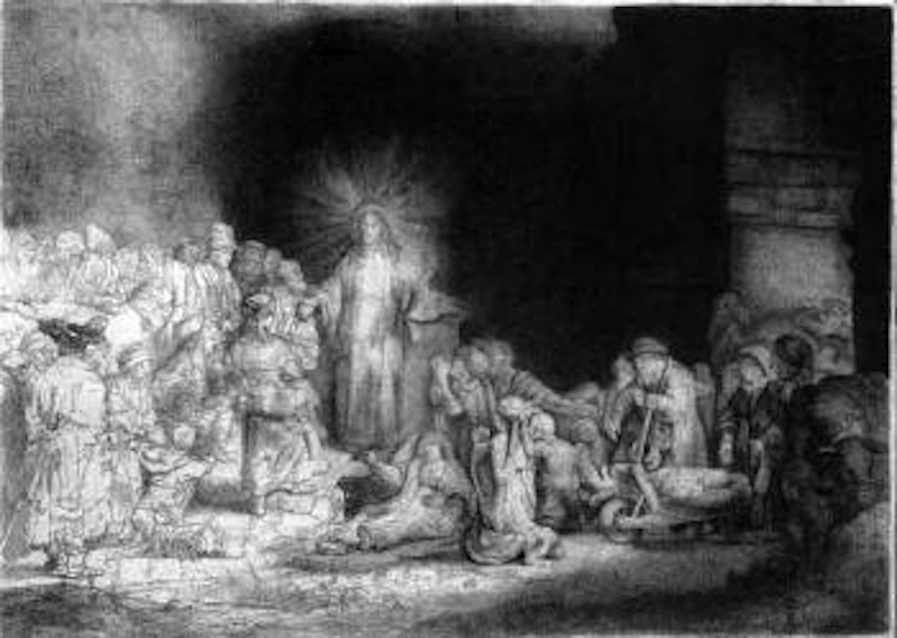 Christ healing the sick by Attributed to Rembrandt Harmensz van Rijn