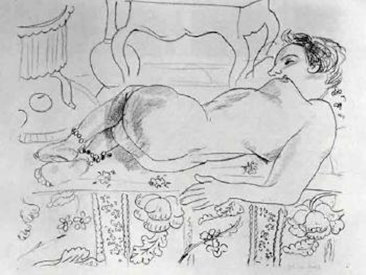 Nu couche sur sol fleuri by Henri Matisse
