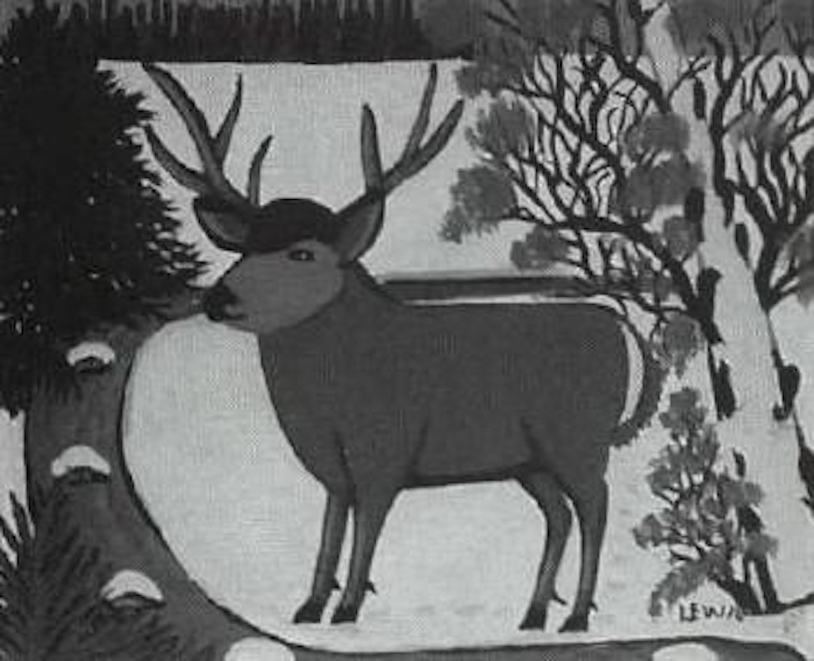 Stag in winter by Maud Lewis