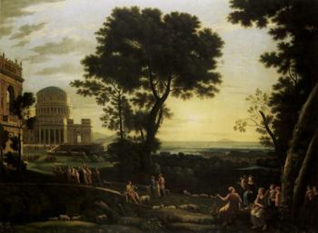View of Delphi with a procession crossing a bridge by Claude Lorrain