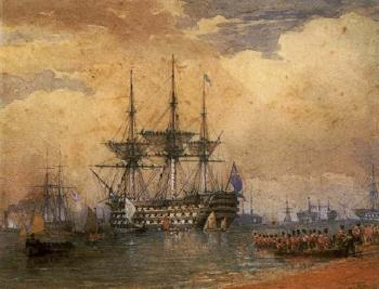 Victory, Portsmouth Harbour by Edward Duncan