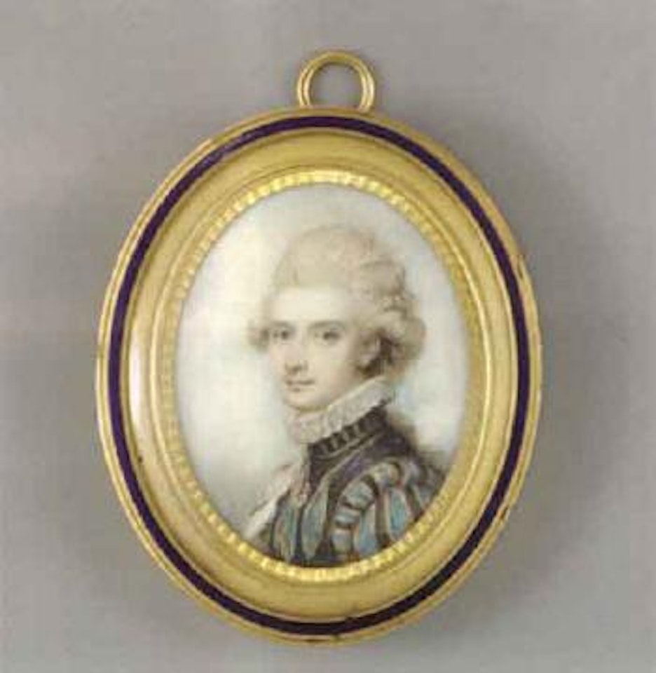 Gentleman in turquoise and black doublet by Richard Cosway