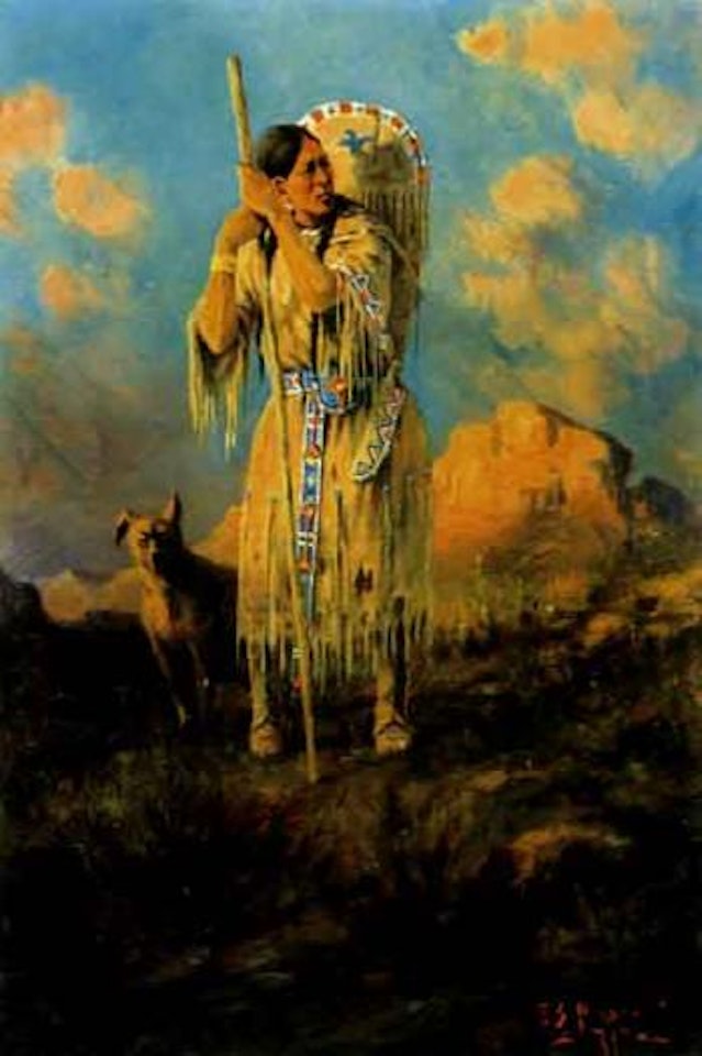 Sacajawea and her dog Scammon by Edgar S. Paxson