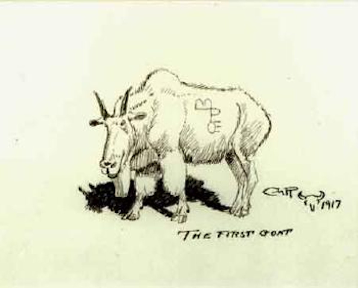 First goat. Bill with first goat by Charles M Russell