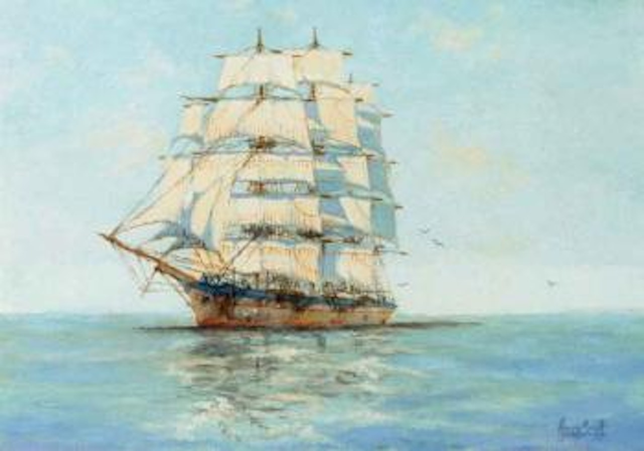 Becalmed wool clipper Old Kensington by Henry Scott