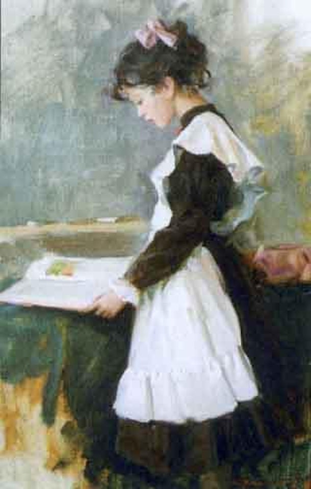 School girl with a book by Constantin Razoumov