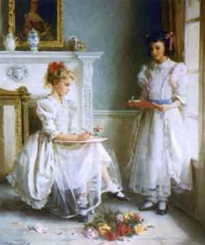 Girls drawing flowers by Constantin Razoumov