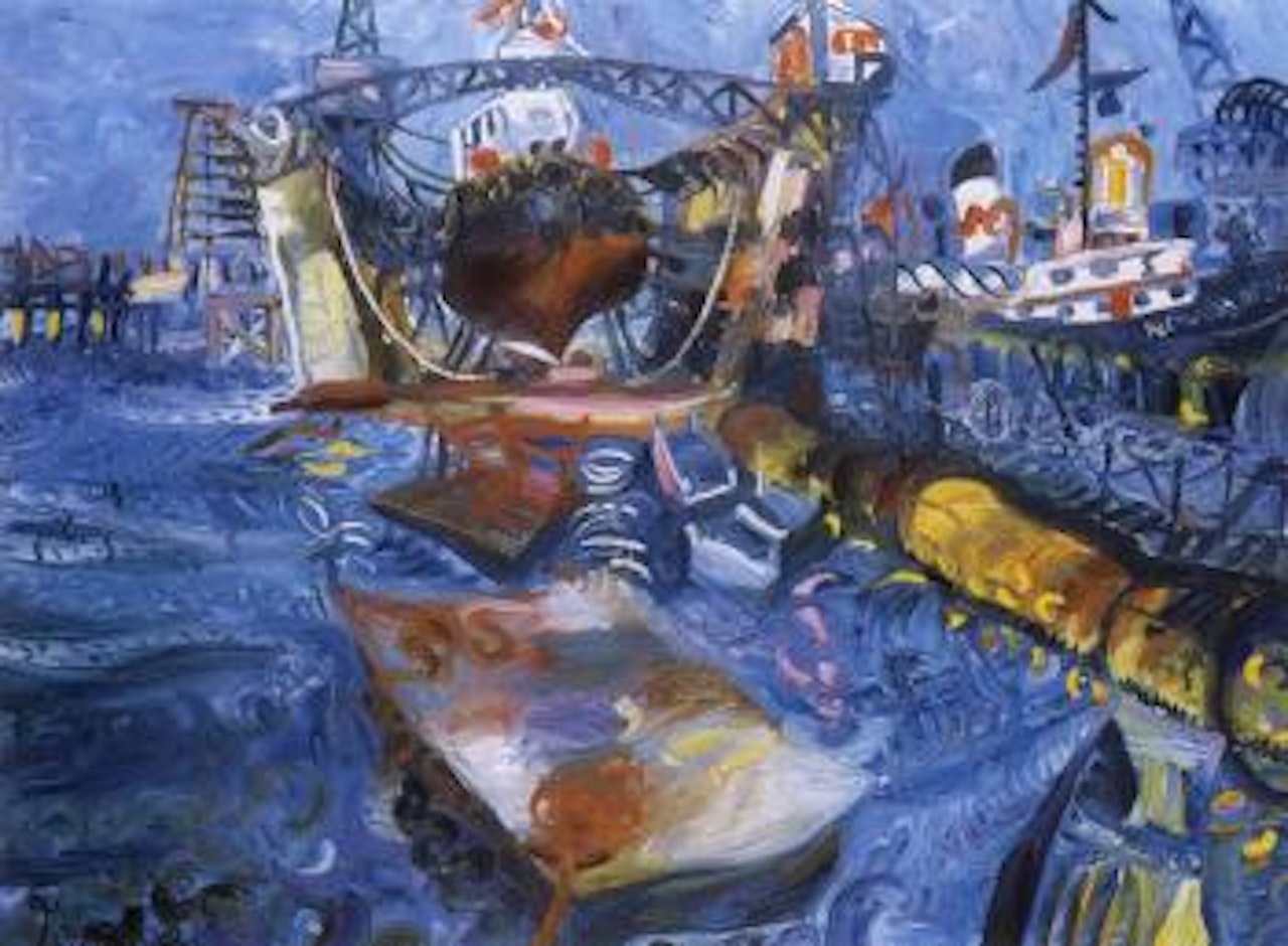 Tug boat in the floating dock, Williamstown by John Perceval