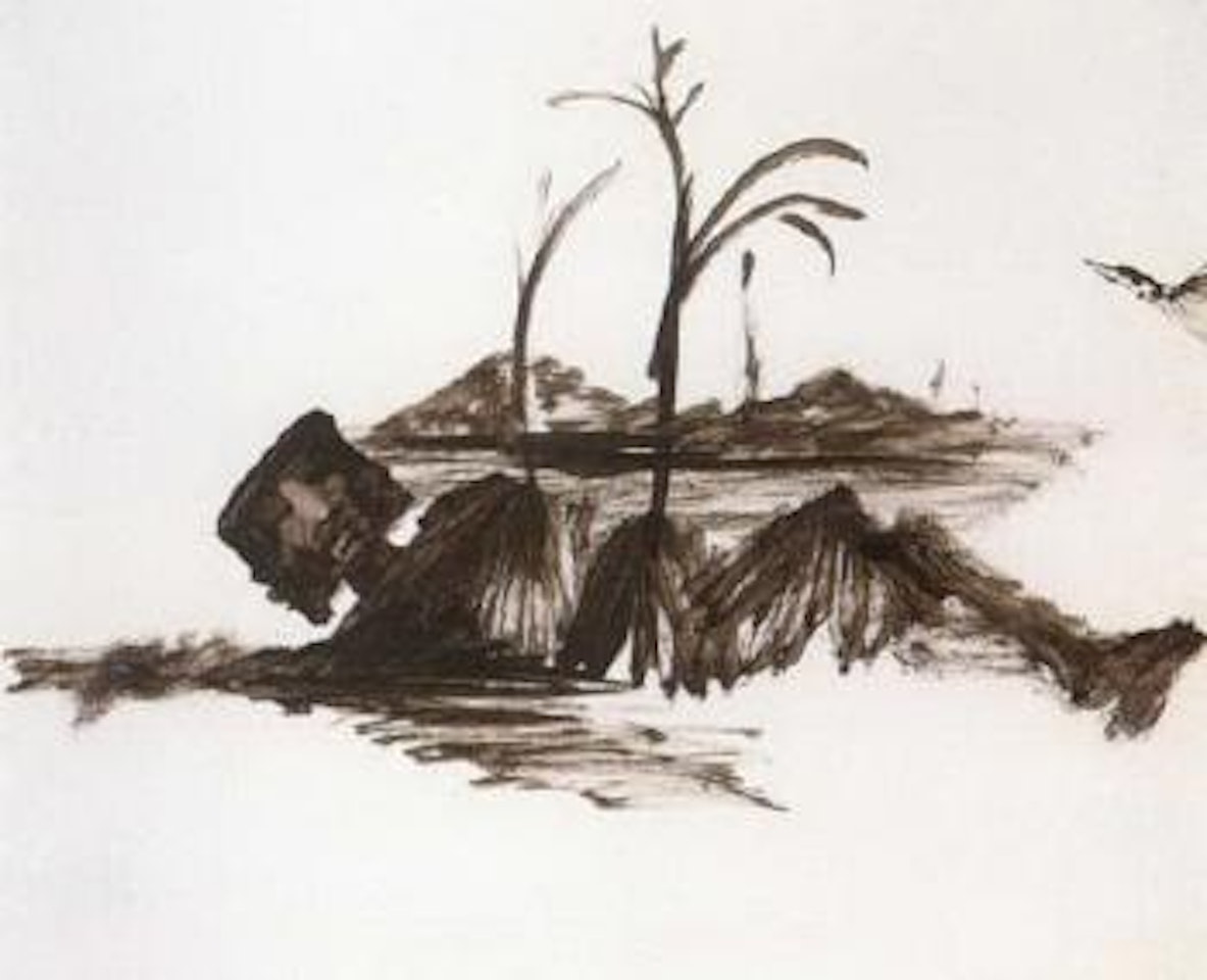Kelly in landscape by Sidney Nolan