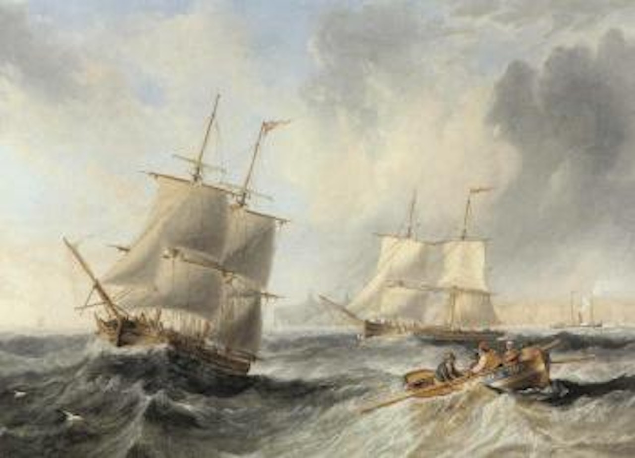 Collier briggs and a small streamer off Whitehaven by John Wilson Carmichael