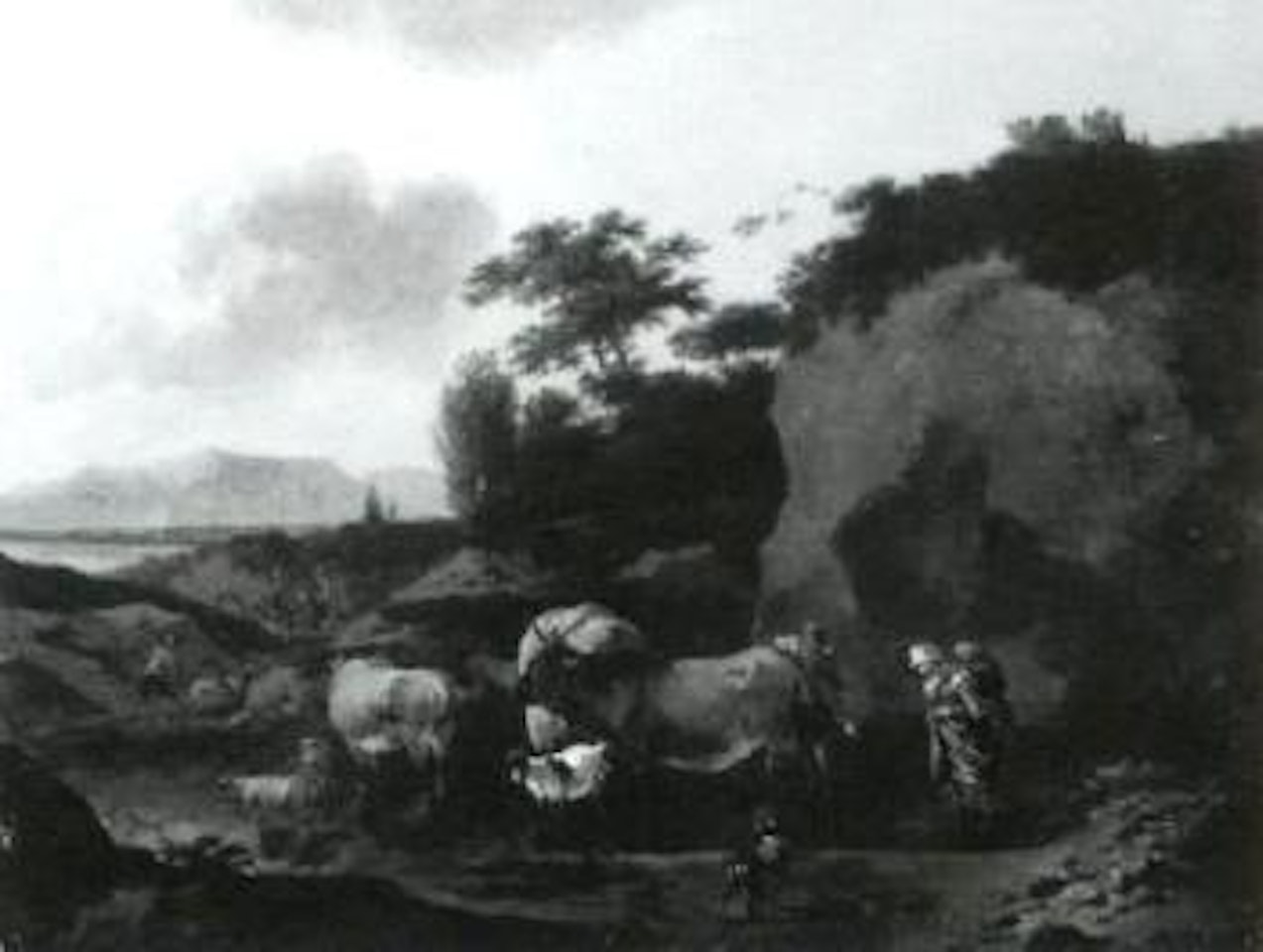 Southern landscape with herders and animals by Nicolaes Pietersz Berchem