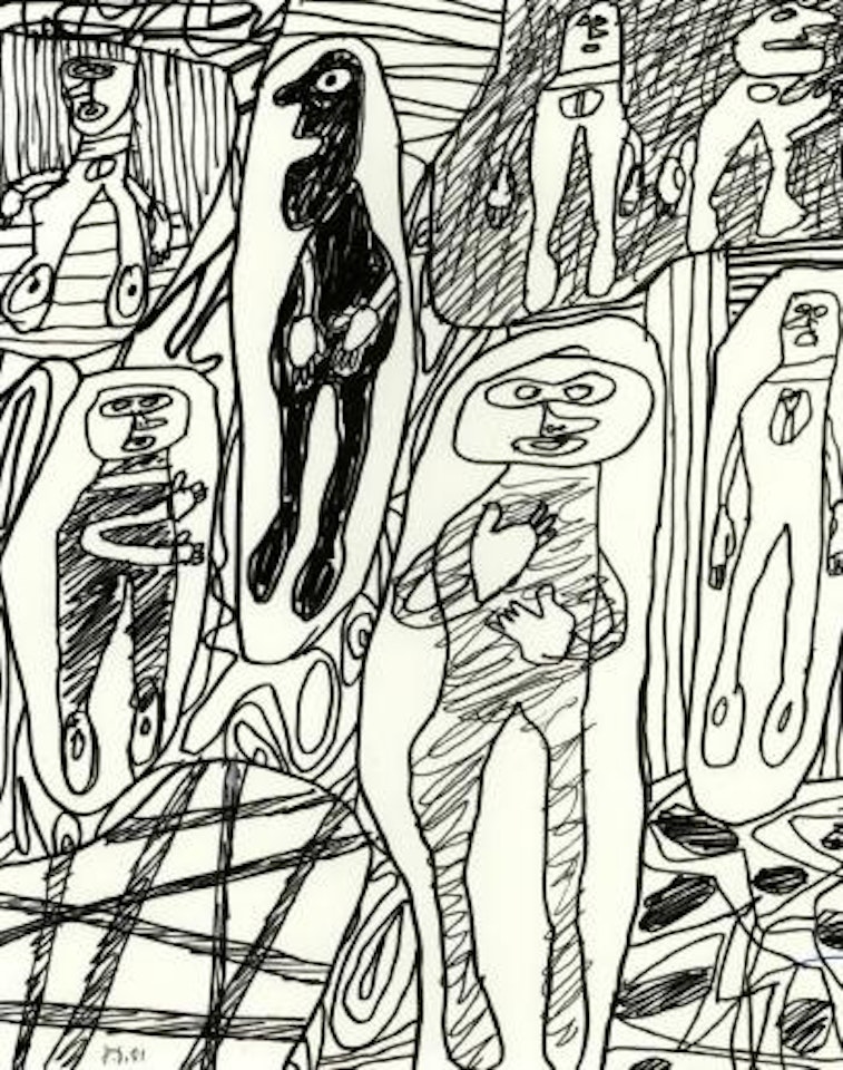 Site avec sept personnages by Jean Dubuffet