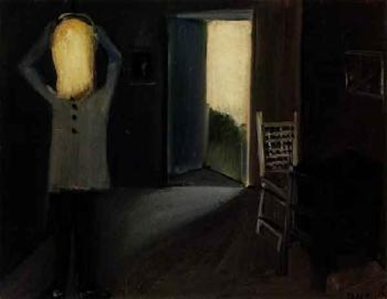 Girl combing hair by Charles Blackman