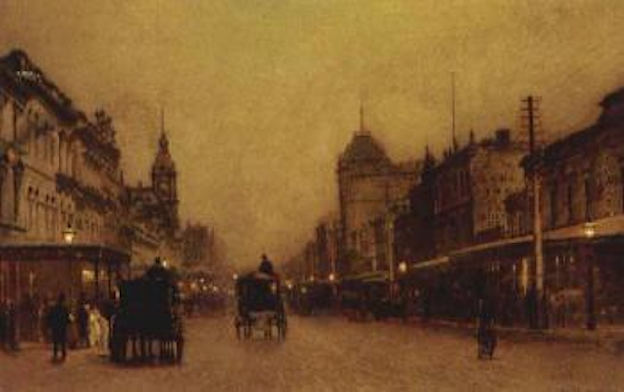 Swanston Street, Melbourne, between the lights by John Atkinson Grimshaw