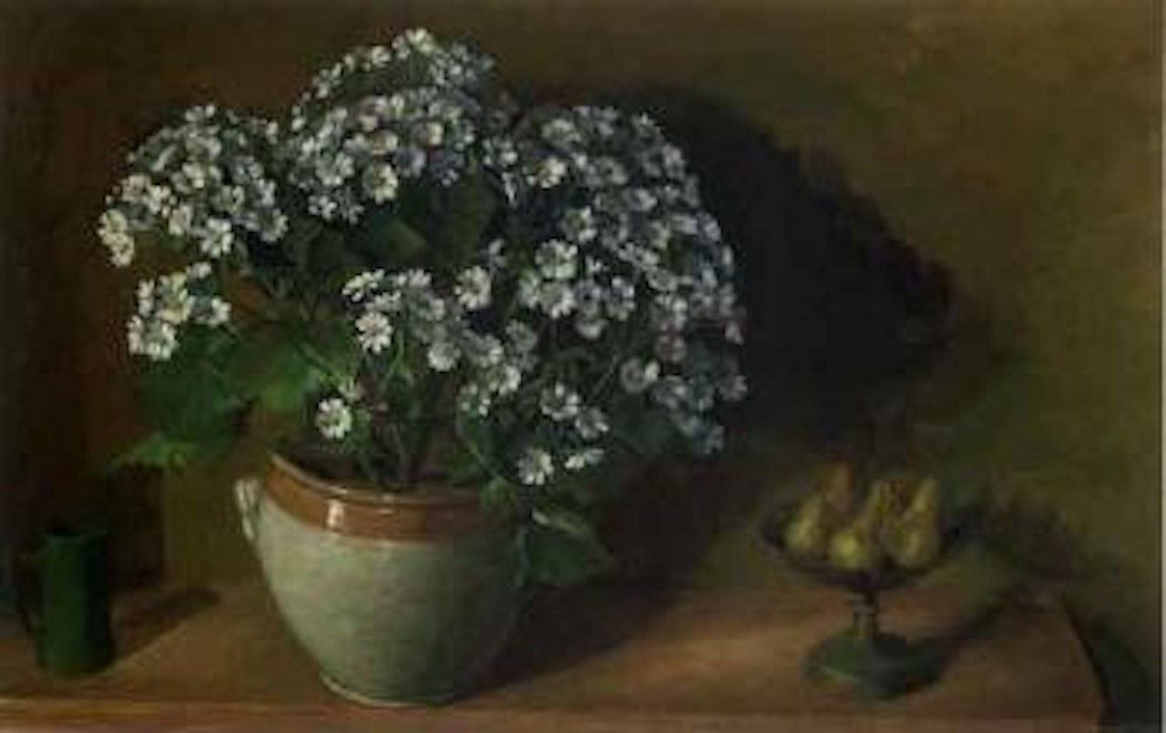 Daisies with pears and jug by Margaret Hannah Olley