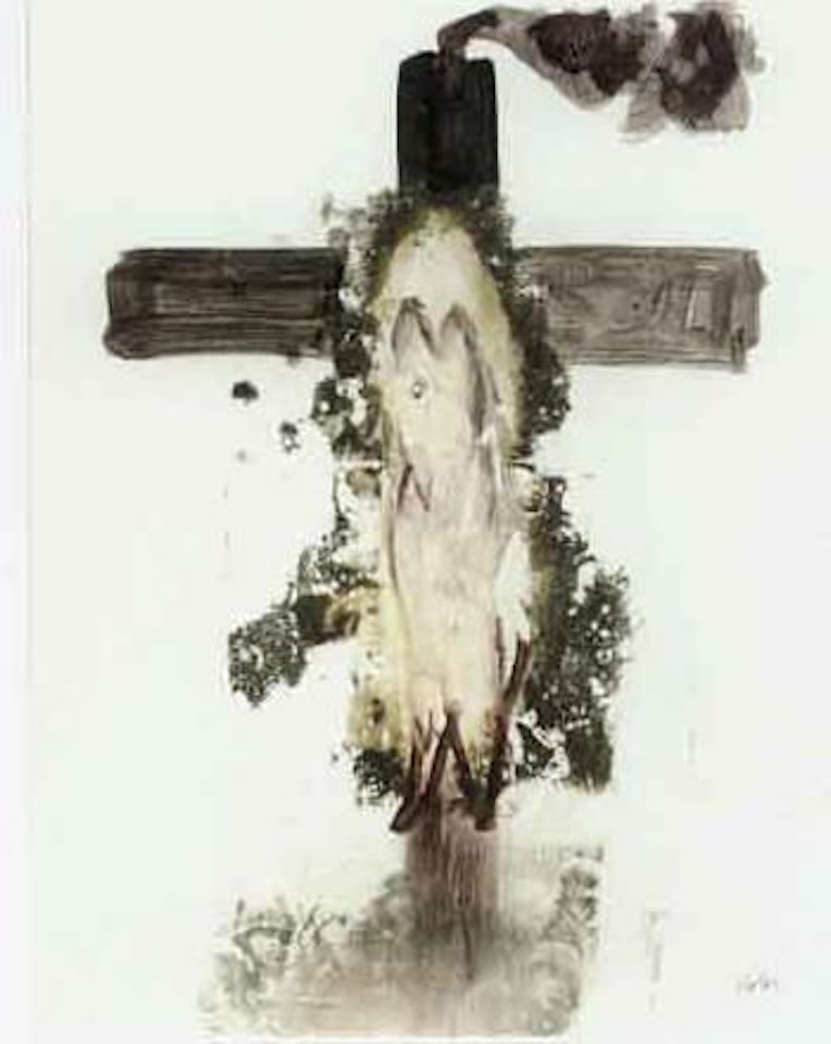Crucifix and fish by Sidney Nolan