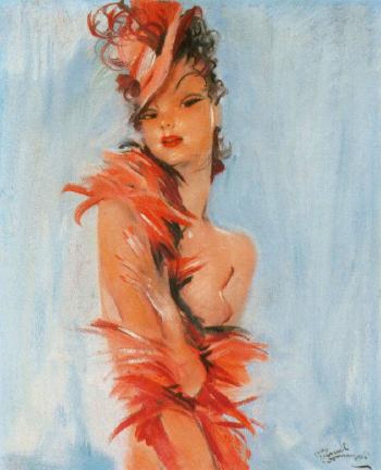 Femme a l'etole de boa by Jean Gabriel Domergue
