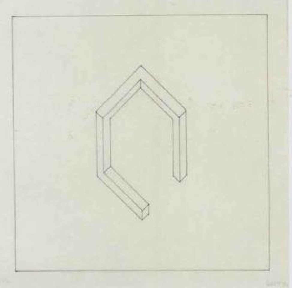 Two incomplete open cube drawings by Sol LeWitt