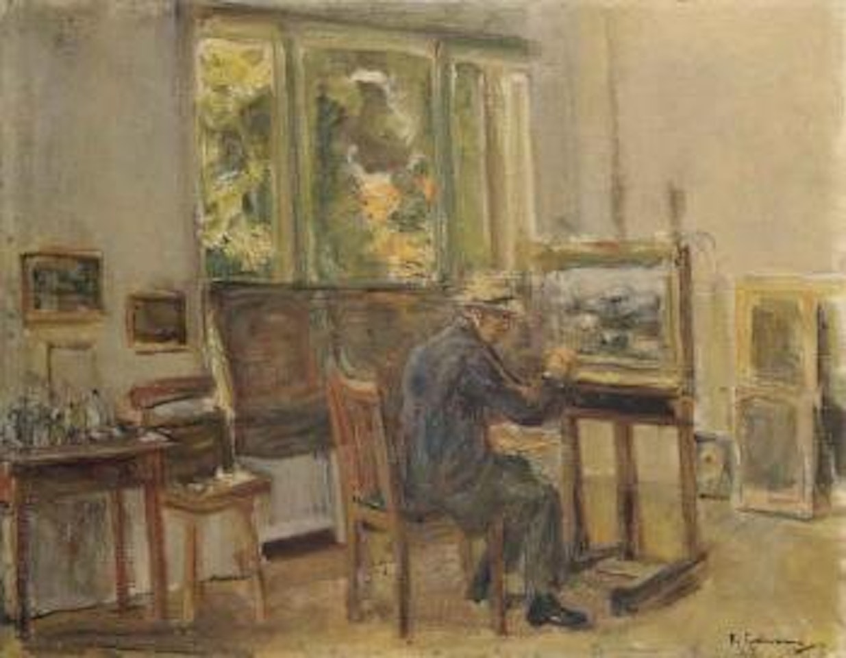 Der kunstler in seinem atelier in Wannsee - Artist in his studio in Wannsee by Max Liebermann