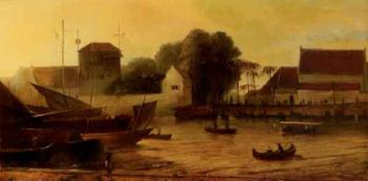 Shipping in the harbour of Batavia by Peter Paulus Schiedges