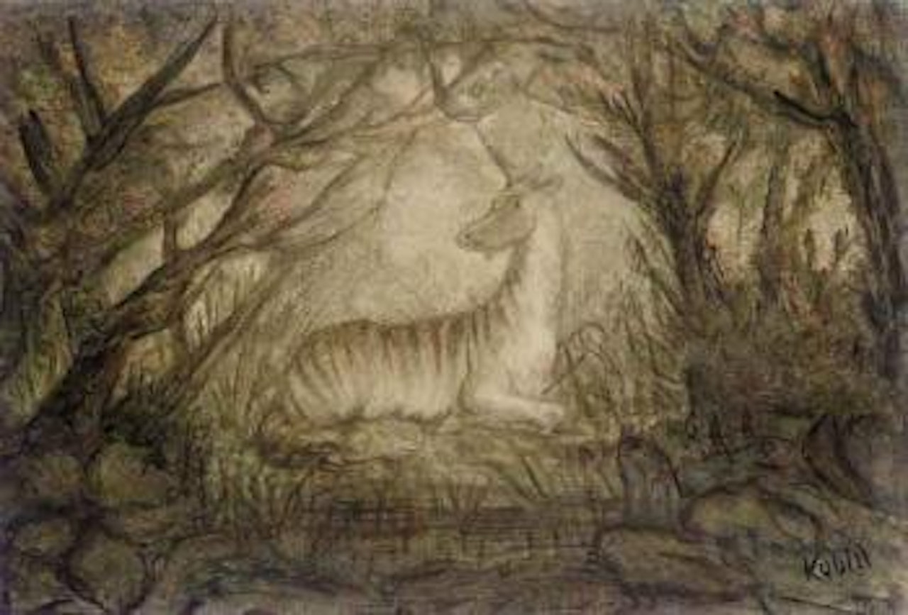 Eihorn im walde - Unicorn in the forest by Alfred Kubin