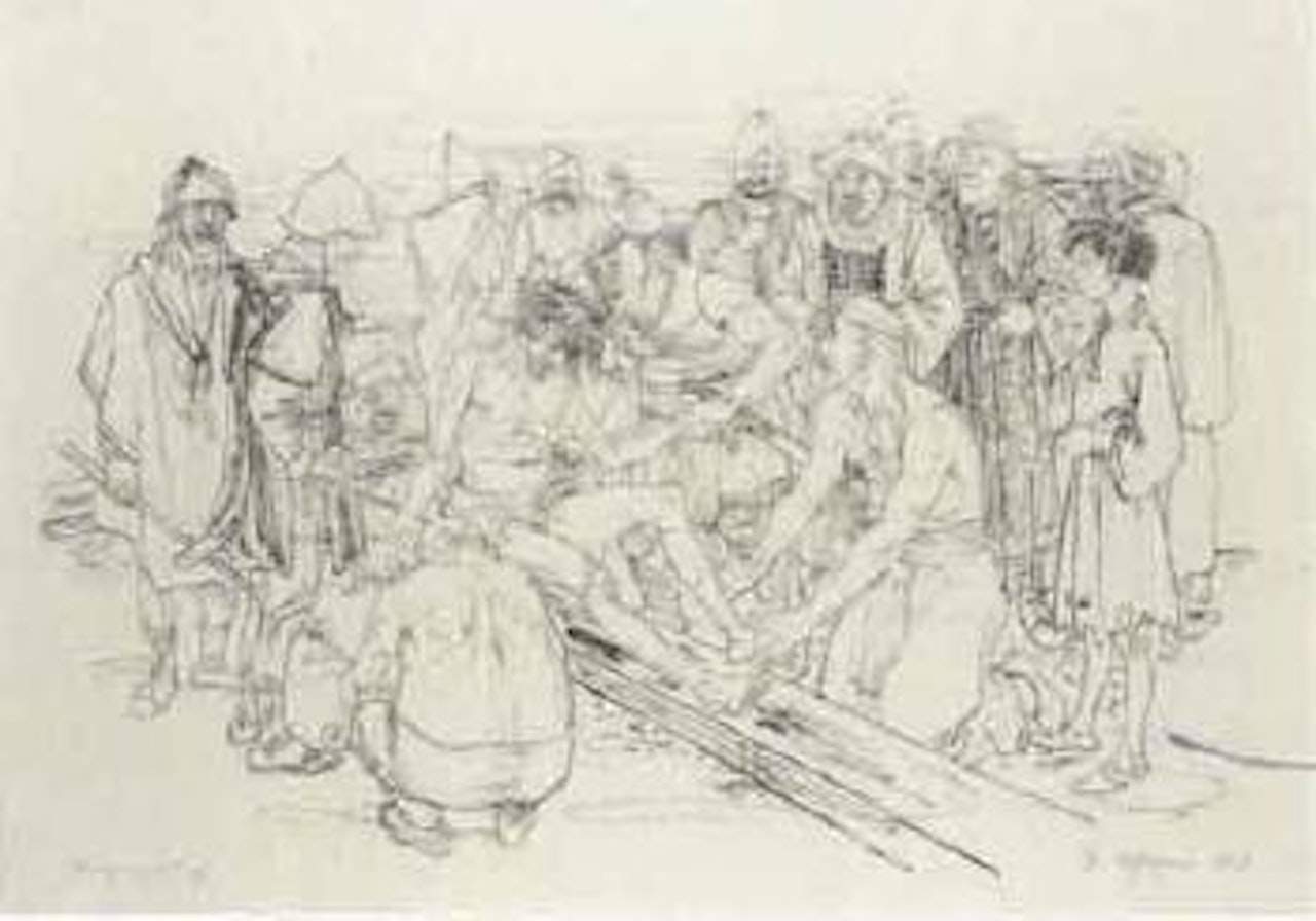 Nailing to the cross by Rudolf Schlichter