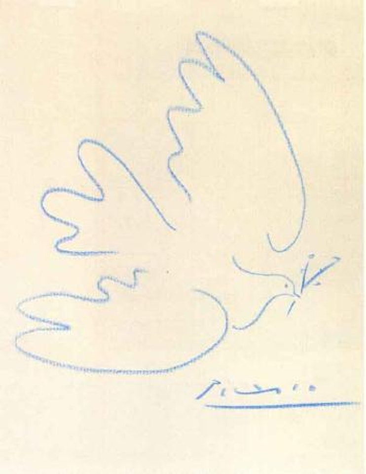 Dove of peace in flight with twig in his beak by Pablo Picasso