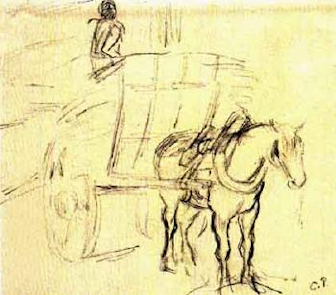 Cheval a la charrette de paille by Camille Pissarro