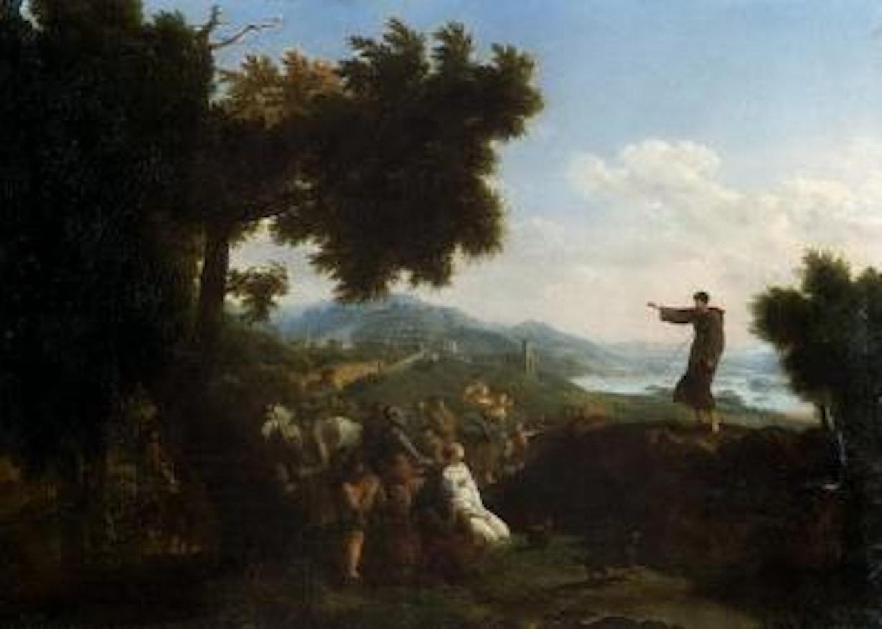 Man preaching to gathering, possibly St John the Baptist by French School