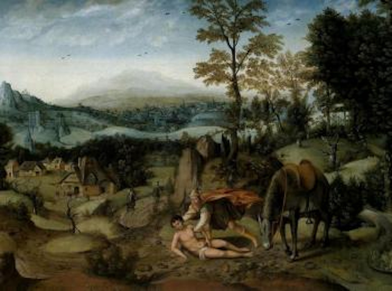 Sylvan landscape with Samaritan by Joachim Patenier