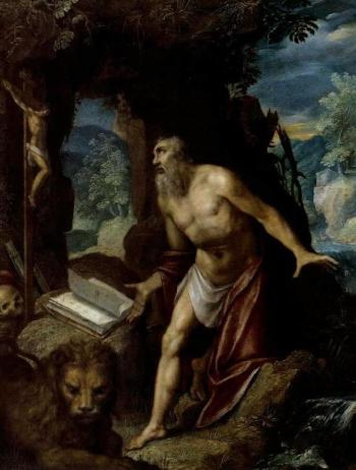 St Hieronymus in landscape by Paul Bril