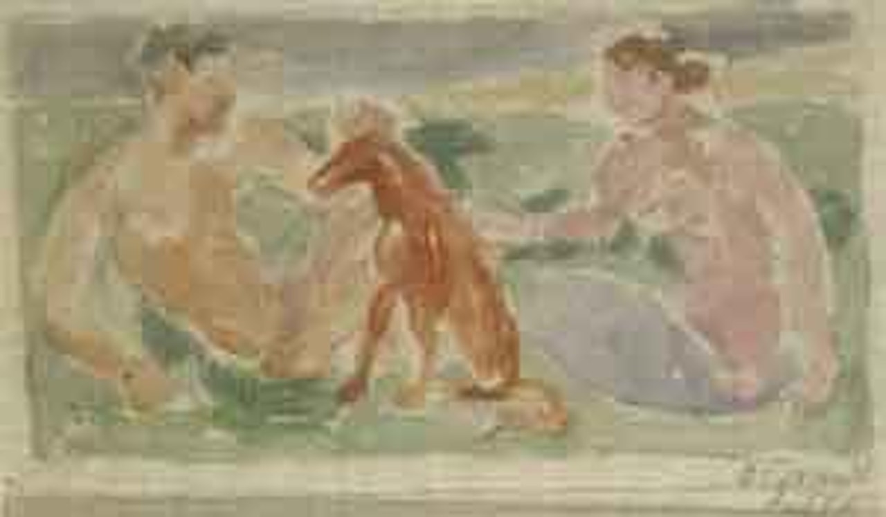 Two nude figures with dog by Duncan Grant