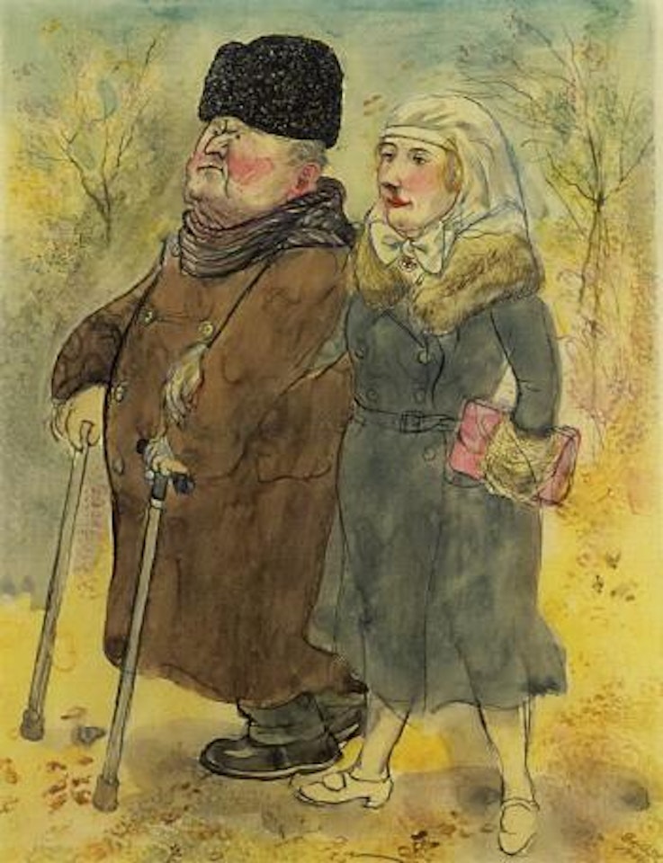 Alter mann und krankenschwester - old man and nurse by George Grosz
