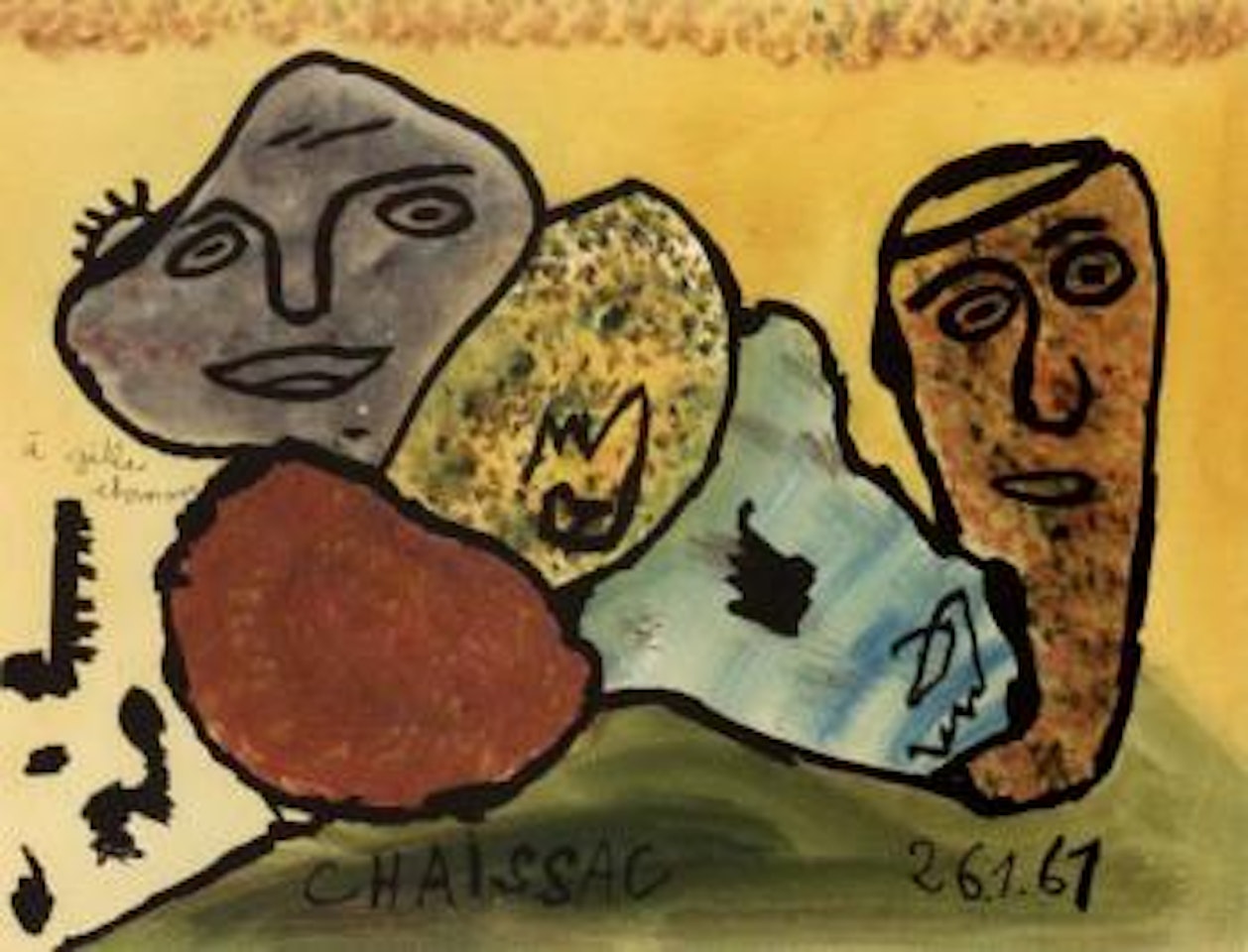 Composition a deux personnages by Gaston Chaissac