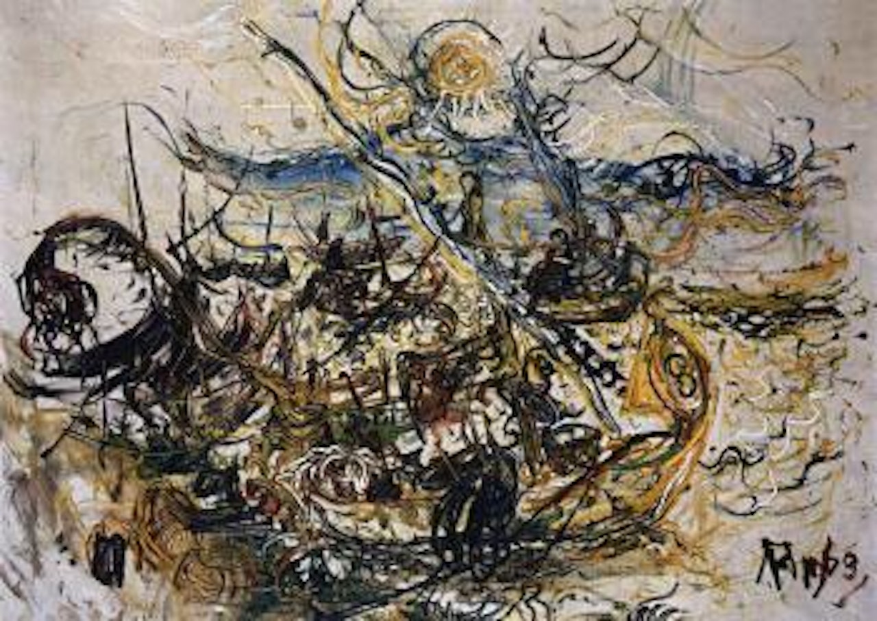 Boats at the beach by Affandi