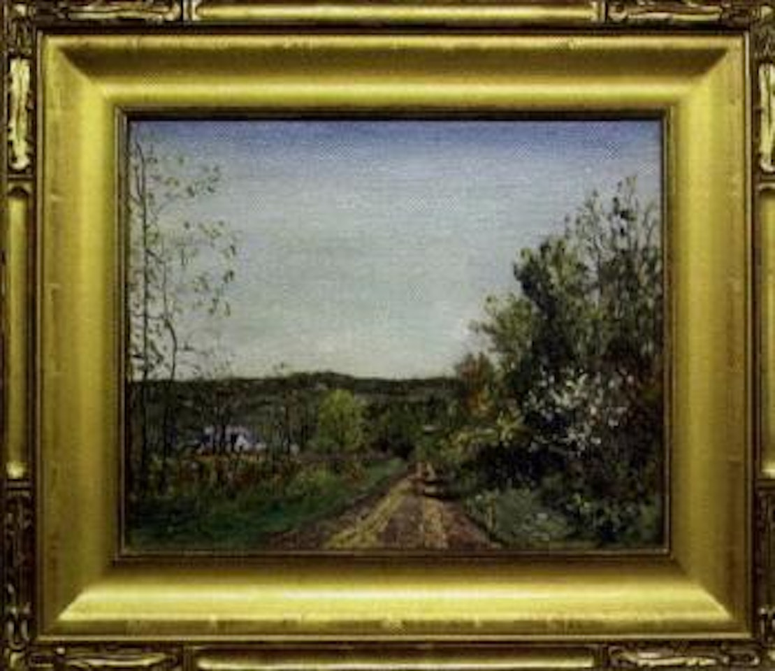 Bucks County, landscape with country road and houses by Walter Emerson Baum