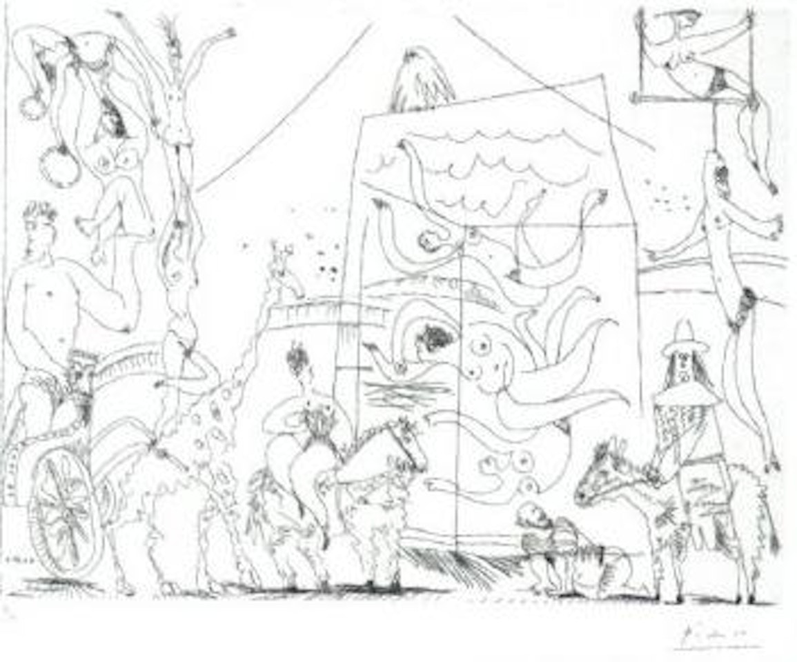 Au cirque, acrobates, girafe, nageuses by Pablo Picasso