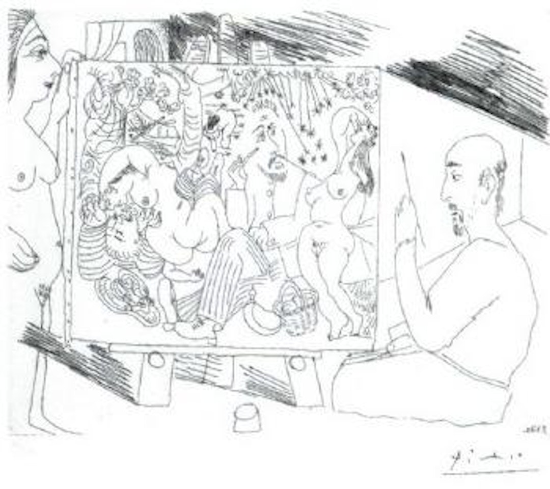 Peintre Cul-de-Jatte dans son atelier, avec un modele by Pablo Picasso