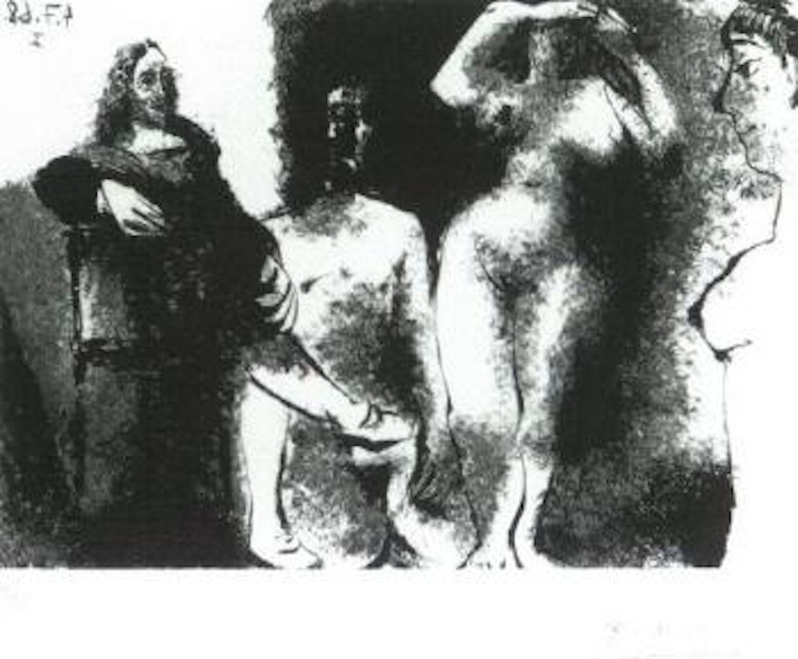 Homme Rembranesque assis chez les filles by Pablo Picasso