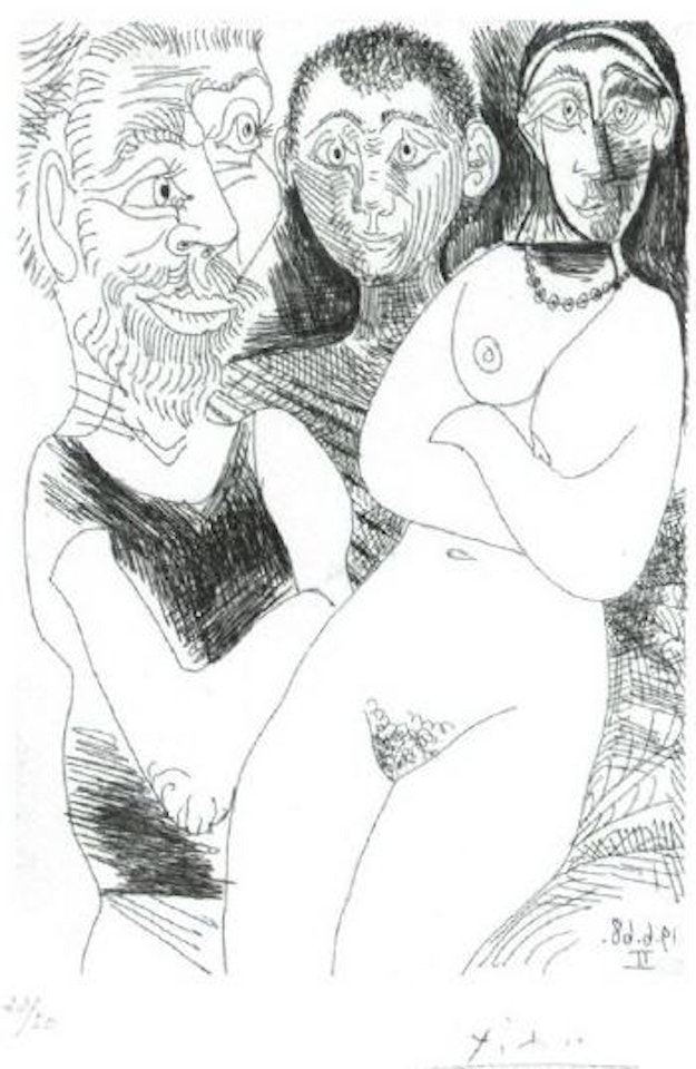 Prostituee et marins by Pablo Picasso