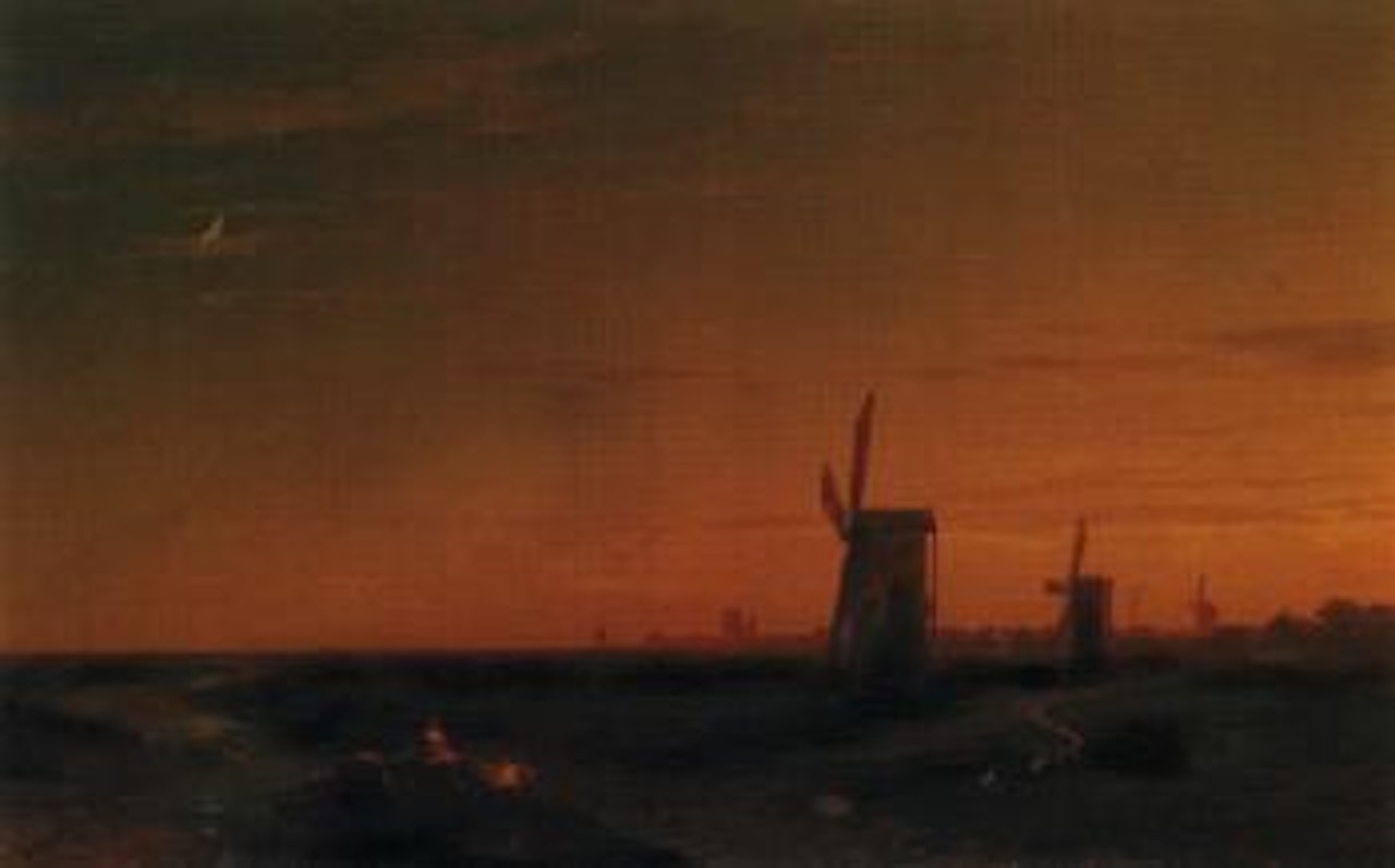 Landscape with windmills by Ivan Konstantinovich Aivazovsky