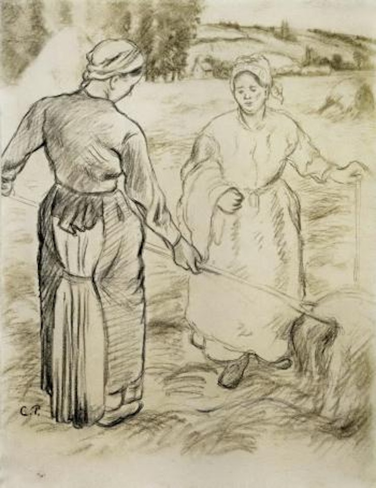 Les deux faneuses by Camille Pissarro