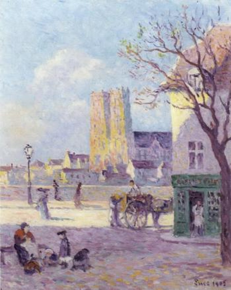 Catherdrale Sainte Croix, rue de la place de la bascule a Orleans by Maximilien Luce