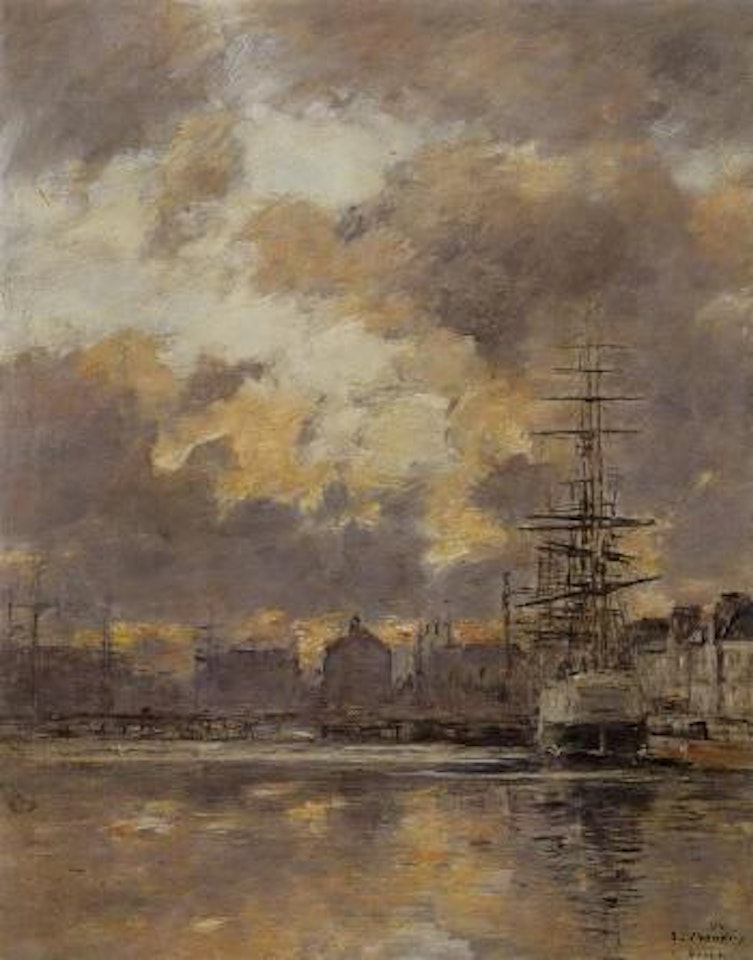 Le Havre, le bassin du commerce by Eugène Boudin