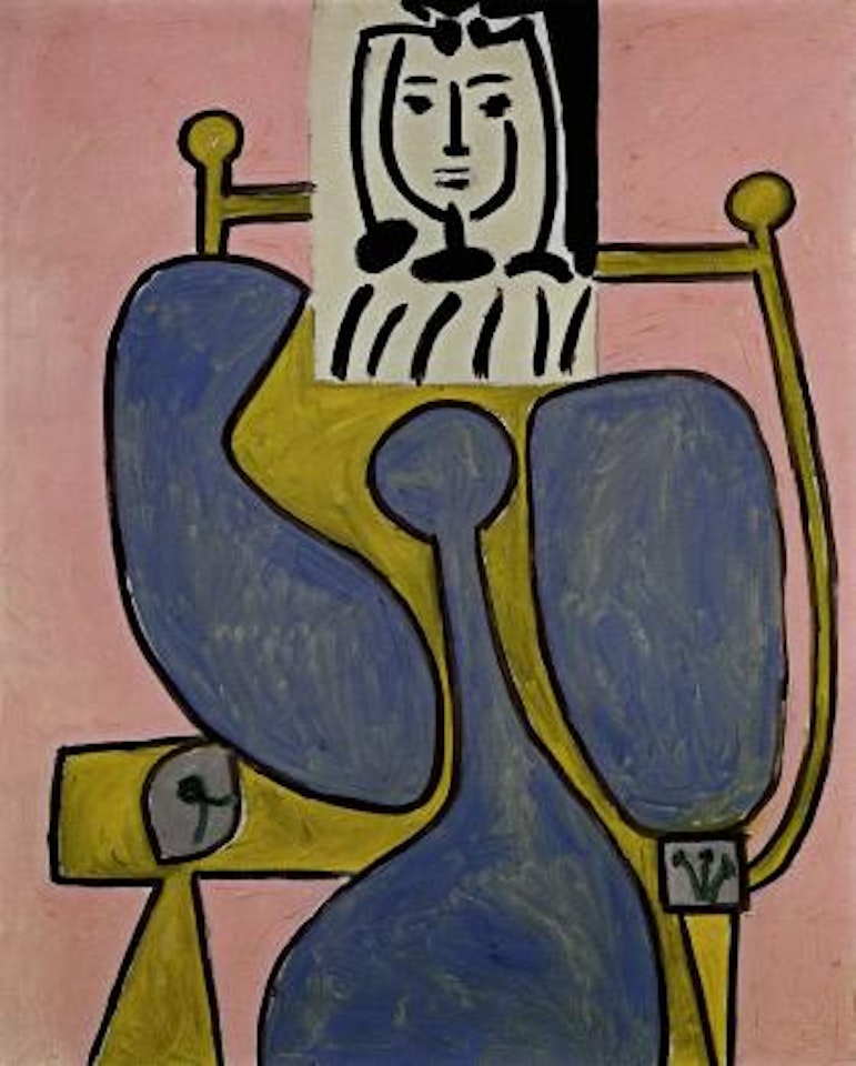 Femme assise a la robe bleue by Pablo Picasso