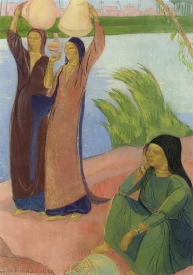 Trois femmes au bord de fleuve by Emile Bernard