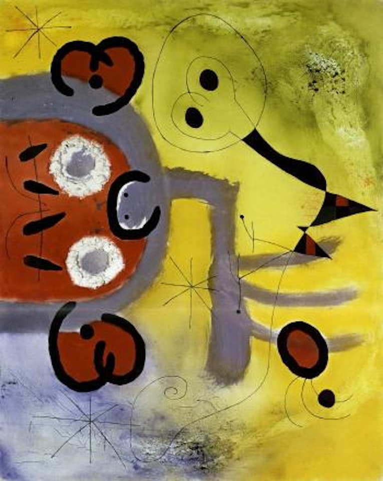 L'oiseau boum-boum fait sa priere a la tete pelure d'oignon by Joan Miró