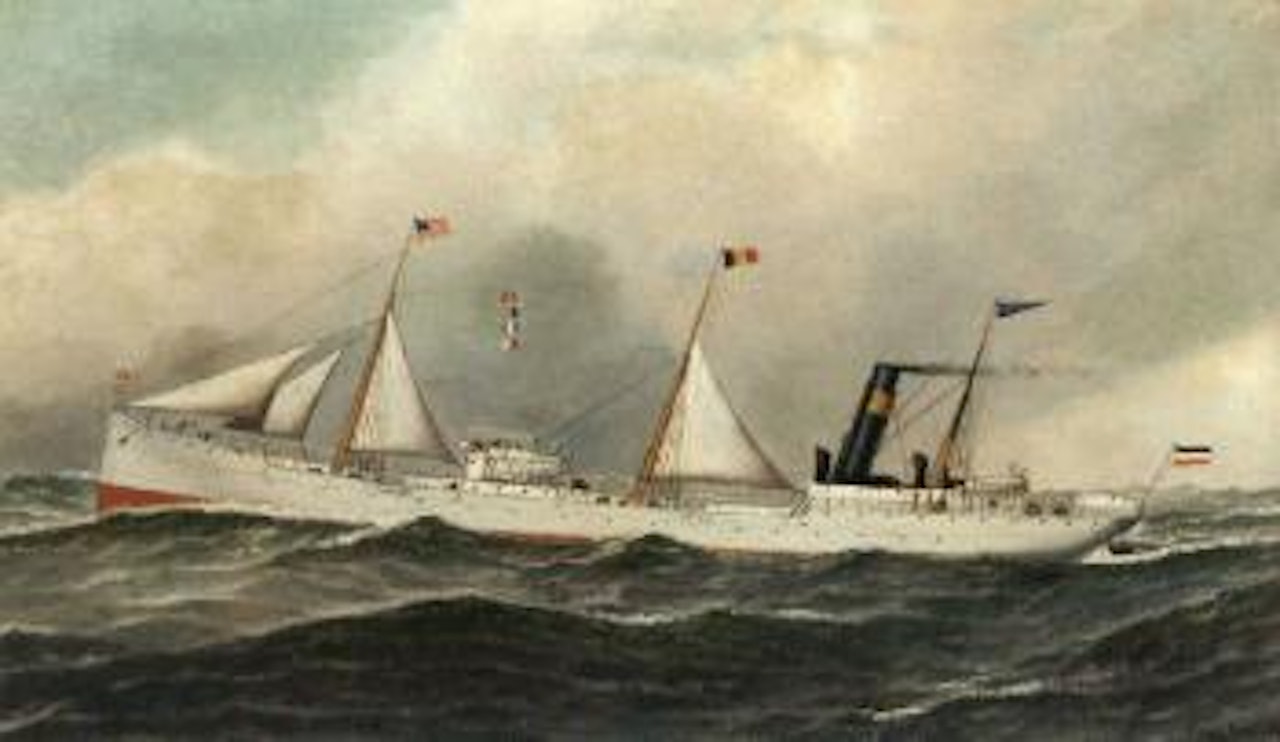 German tanker Helios at sea by Antonio Jacobsen