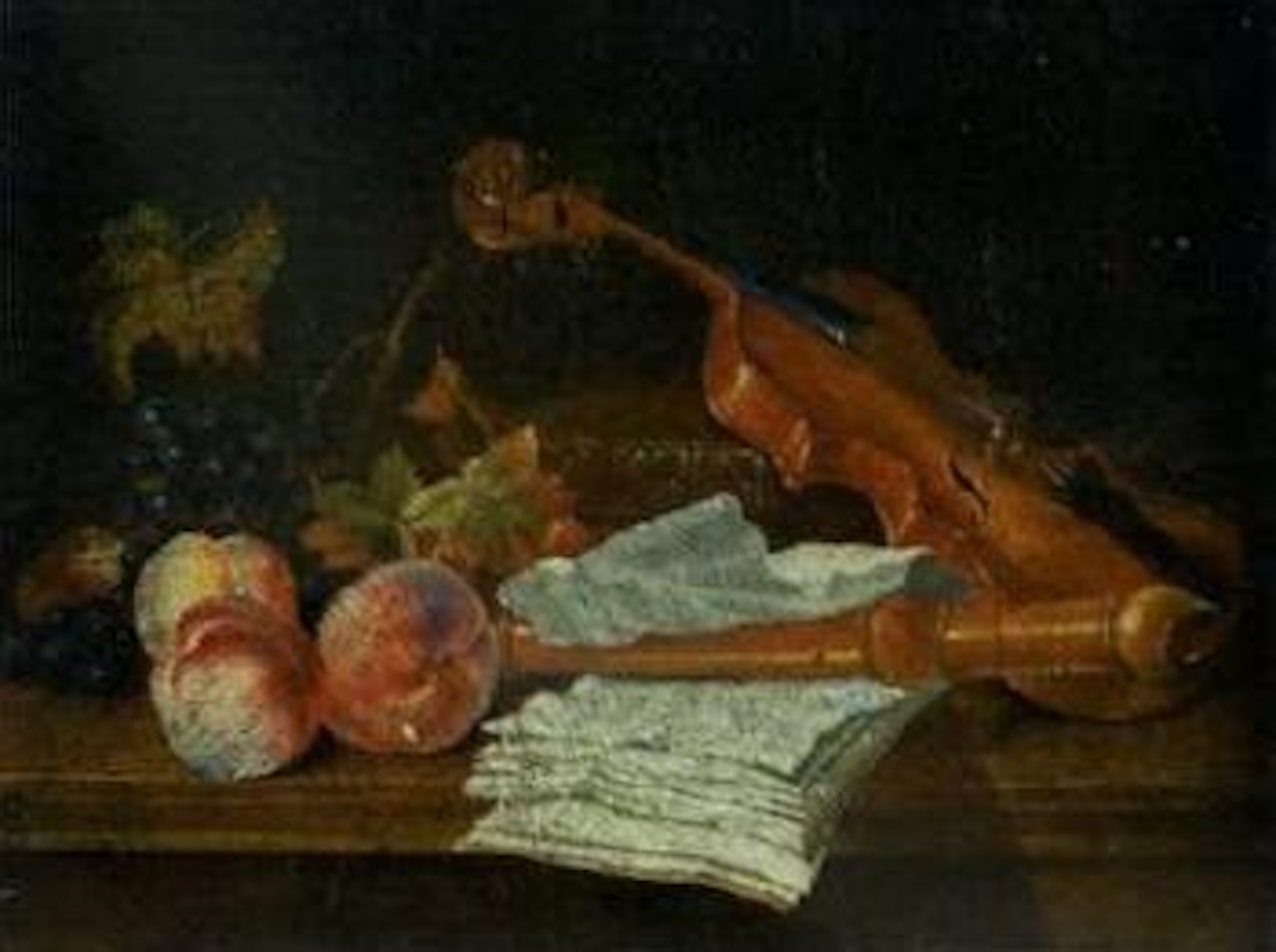 Still life with violin and recorder by Jean-Baptiste Oudry