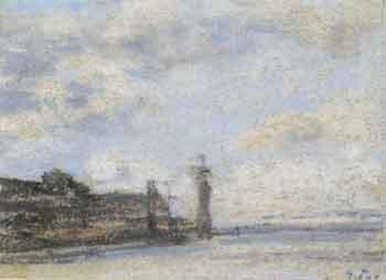 Phare au bout de la digue by Eugène Boudin